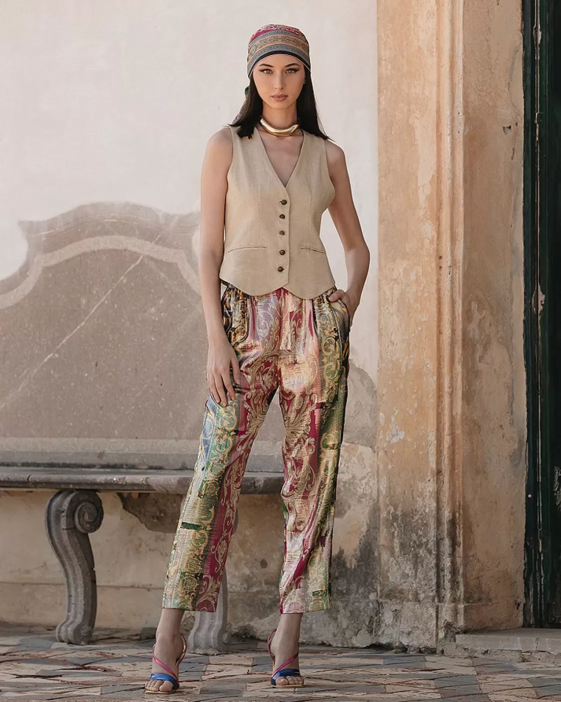 Mes Demoiselles Paris Pantalons>Pantalon Gala Imprime Rose