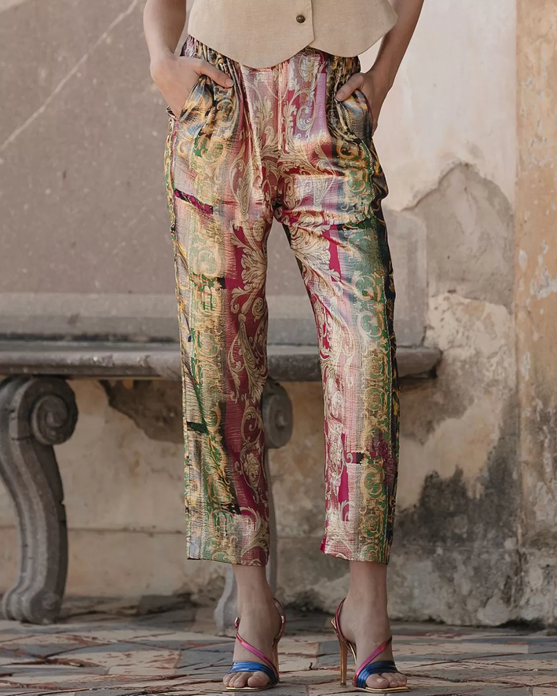 Mes Demoiselles Paris Pantalons>Pantalon Gala Imprime Rose