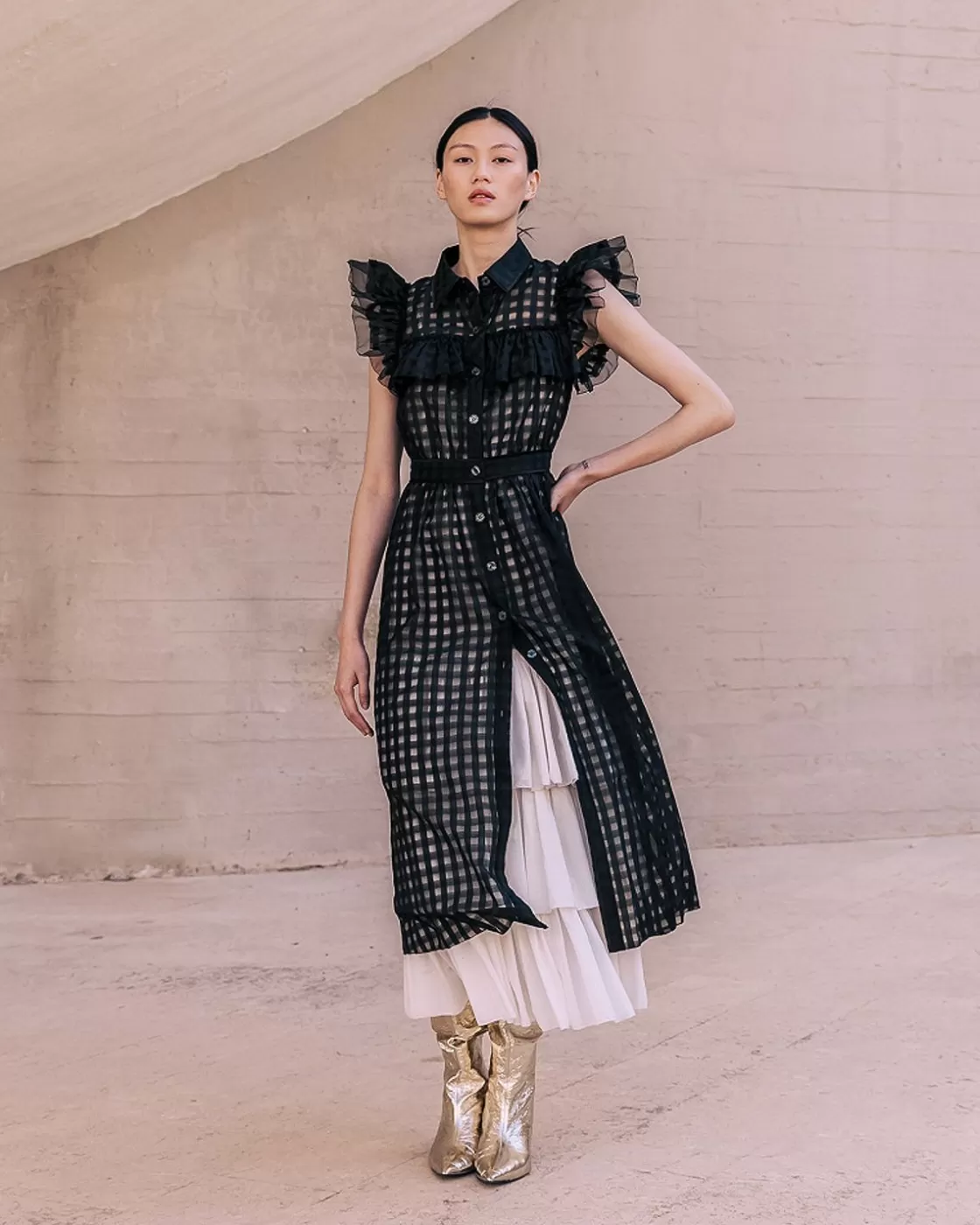 Mes Demoiselles Paris Robes & Jupes>Robe Cesday Noir / Ecru